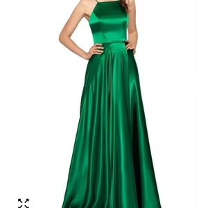 Betsy & Adam Emerald Green Satin Corset Lace Dress Size 2